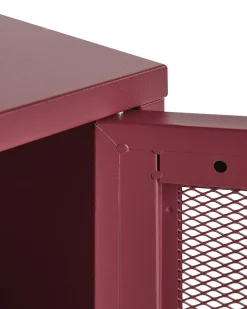 Mesa De Cabeceira Com 1 Porta Em Metal Vermelho Ossett