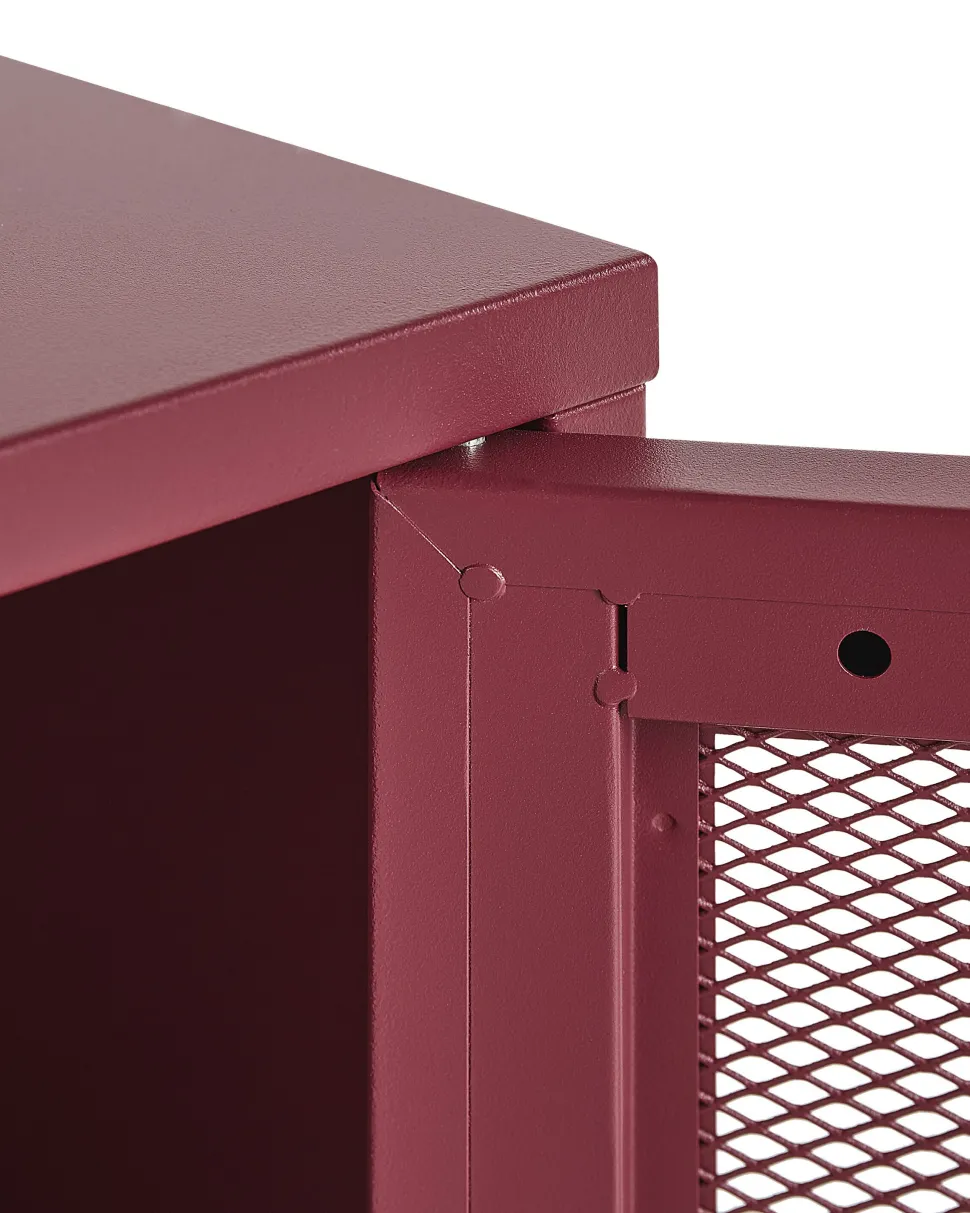 Mesa De Cabeceira Com 1 Porta Em Metal Vermelho Ossett