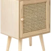 Mesa De Cabeceira Com 1 Porta Em Rattan Cor De Madeira Clara Almo