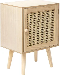Mesa De Cabeceira Com 1 Porta Em Rattan Cor De Madeira Clara Almo