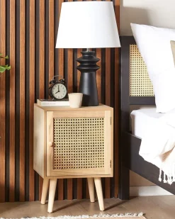 Mesa De Cabeceira Com 1 Porta Em Rattan Cor De Madeira Clara Almo
