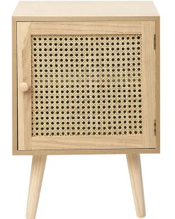 Mesa De Cabeceira Com 1 Porta Em Rattan Cor De Madeira Clara Almo