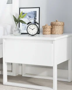 Mesa De Cabeceira De Madeira Pinho Branca Giulia