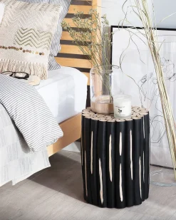 Mesa De Cabeceira Redonda Preta Altata