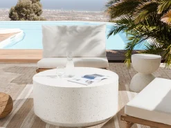 Mesa De Centro Branca Com Efeito Terrazzo Trezzo