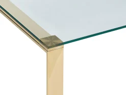 Mesa De Centro Dourada Com Tampo De Vidro Tilon