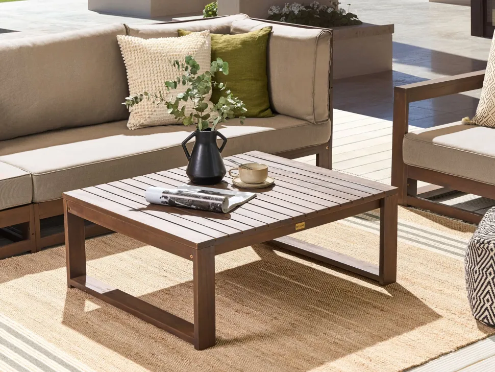 Mesa De Centro Em Madeira Escura De Acacia 90 X 75 Cm Timor Ii