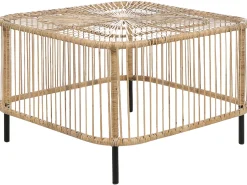 Mesa De Centro Em Rattan Natural E Preto 67 X 67 Cm Cesenatico