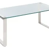 Mesa De Centro Prateada Com Tampo De Vidro Tilon