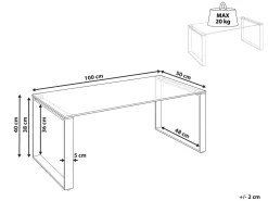 Mesa De Centro Prateada Com Tampo De Vidro Tilon