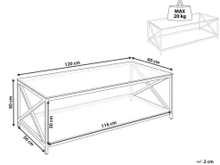 Mesa De Centro Prateada Com Tampo De Vidro Audet