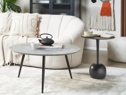 Mesa De Centro Preta Com Efeito De Betao Cinzento Effie