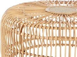 Mesa De Centro Redonda Para Jardim Em Rattan Natural 85 Cm Randazzo