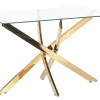 Mesa De Jantar Com Vidro Temperado E Pernas Douradas 120 X 70 Cm Maramo