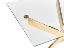 Mesa De Jantar Com Vidro Temperado E Pernas Douradas 120 X 70 Cm Maramo