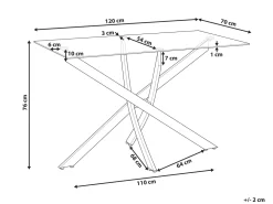 Mesa De Jantar Com Vidro Temperado E Pernas Douradas 120 X 70 Cm Maramo