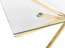 Mesa De Jantar Com Vidro Temperado E Pernas Douradas 160 X 90 Cm Cora