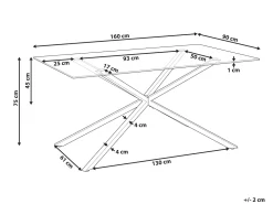 Mesa De Jantar Com Vidro Temperado E Pernas Prateadas 160 X 90 Cm Cora