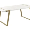Mesa De Jantar Efeito De Marmore E Dourado 90 X 200 Cm Martynika
