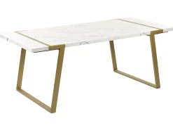 Mesa De Jantar Efeito De Marmore E Dourado 90 X 200 Cm Martynika