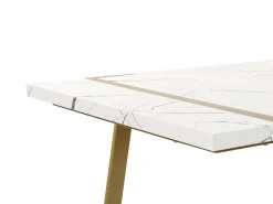 Mesa De Jantar Efeito De Marmore E Dourado 90 X 200 Cm Martynika