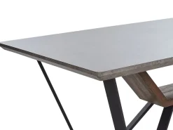 Mesa De Jantar Em Efeito De Betao E Preta 180 X 90 Cm Bandura
