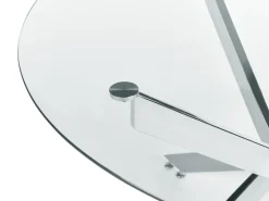 Mesa De Jantar Redonda Com Vidro Temperado E Pernas Prateadas 120 Cm Maramo