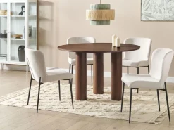 Mesa De Jantar Redonda Cor De Madeira Escura 120 Cm Orin