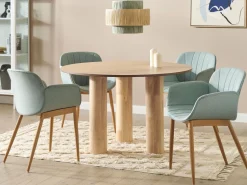 Mesa De Jantar Redonda Cor De Madeira Clara 120 Cm Orin