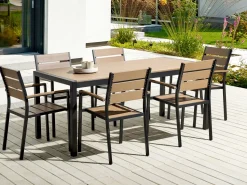 Mesa De Jardim Castanha Clara E Preta 180 X 90 Cm Vernio