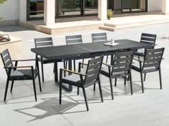 Mesa De Jardim Extensivel Preta 180/240 X 90 Cm Valcanetto