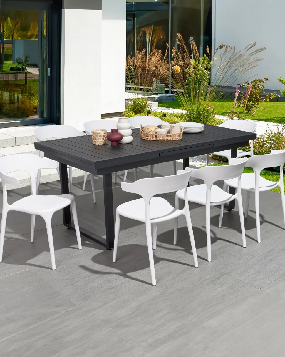 Mesa De Jardim Extensivel Preta 180/240 X 90 Cm Valcanetto