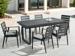 Mesa De Jardim Extensivel Preta 180/240 X 90 Cm Valcanetto