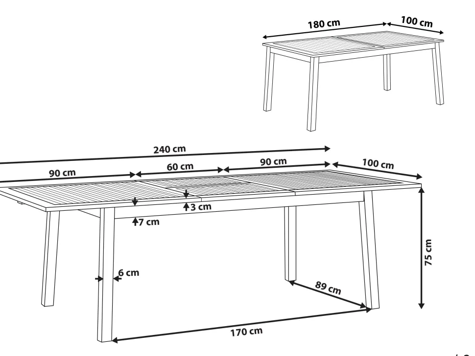 Mesa De Jardim Extensivel Em Madeira De Acacia Escura 180/240 X 100 Cm Cesana