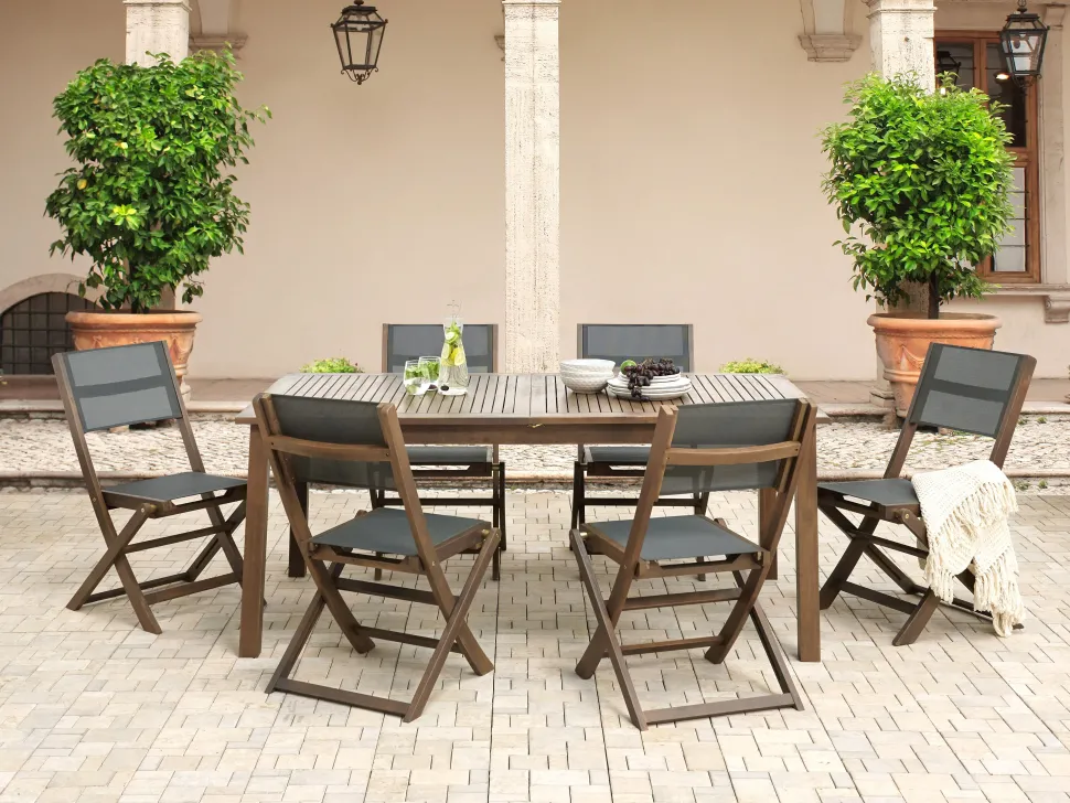 Mesa De Jardim Extensivel Em Madeira De Acacia Escura 180/240 X 100 Cm Cesana