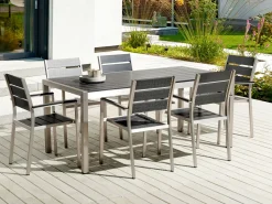 Mesa De Jardim Preta 180 X 90 Cm Vernio