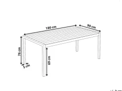 Mesa De Jardim Preta 180 X 90 Cm Vernio