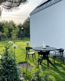 Mesa De Jardim Redonda Em Aluminio Preto 120 Cm Maletto