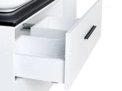 Mobiliario De Banho Branco Com Lavatorio Duplo E Espelhos Pilar