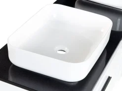 Mobiliario De Banho Branco Com Lavatorio Duplo E Espelhos Pilar