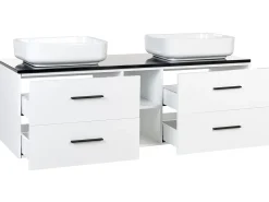 Mobiliario De Banho Branco Com Lavatorio Duplo E Espelhos Pilar