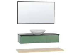 Movel De Casa De Banho Com Espelho Verde Castanho Claro E Preto Zaragoza