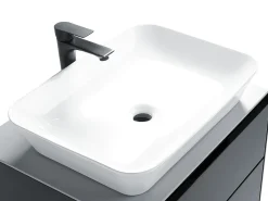 Movel De Casa De Banho Com Espelho Em Branco E Cinzento Escuro Manzon