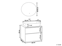 Movel De Casa De Banho Com Espelho Em Branco E Cinzento Manzon