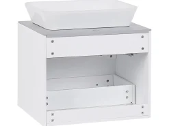 Movel De Casa De Banho Com Espelho Em Branco E Cinzento Manzon