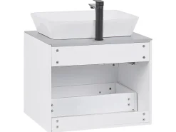 Movel De Casa De Banho Com Espelho Em Branco E Cinzento Manzon