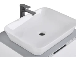 Movel De Casa De Banho Com Espelho Em Branco E Cinzento Manzon