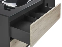 Movel De Casa De Banho E Espelho Castanho Claro E Preto 100 Cm Teruel