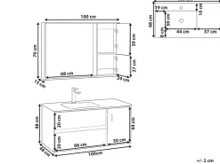 Movel De Casa De Banho E Espelho Castanho Claro E Preto 100 Cm Teruel
