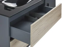 Movel De Casa De Banho E Espelho Castanho Claro E Cinzento 100 Cm Teruel